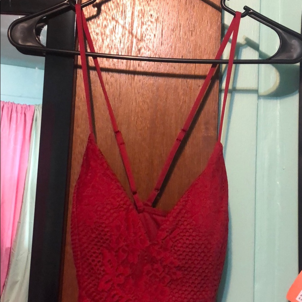 Red lace dress